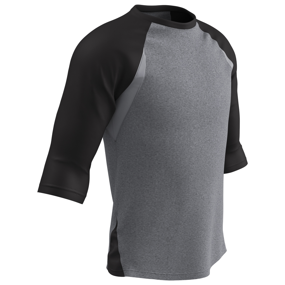 Top Pro Men's 3/4 Sleeve Raglan Baseball Tee Shirt TOP PRO Men's 3/4 Sleeve Baseball Tee - Raglan Jersey Shirt In Heather Gray/Charcoal Men's Casual Shirt