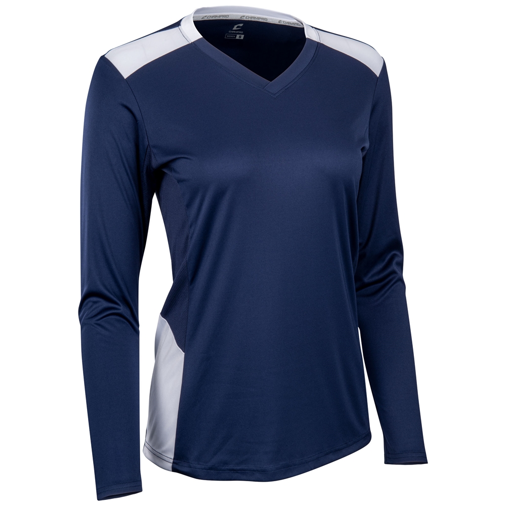★ILLIGO★ 129 V-neck Jersey Long Sleeve Navy UA Women's Volleyball Powerhouse 2.0 Long Sleeve Jersey