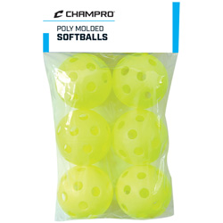 6 Pack - Yellow Poly Softballs